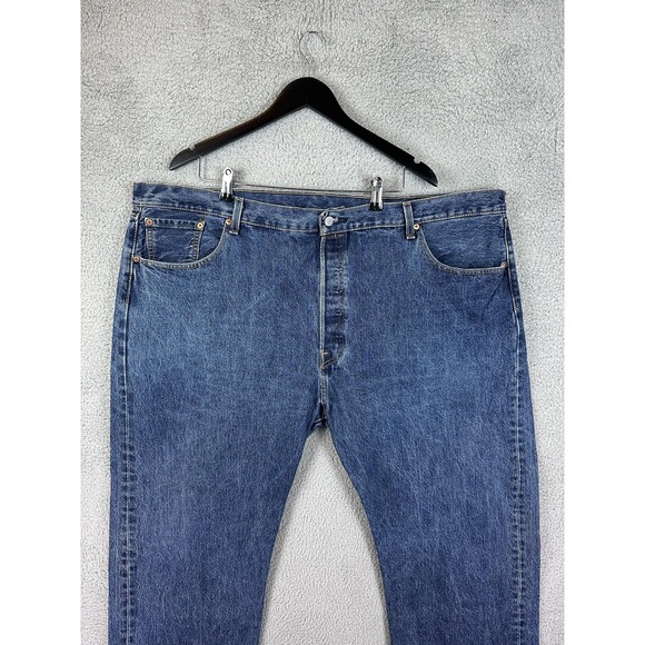 Levis 501 Jeans Mens 48 Blue Straight Leg Button Fly Denim High Rise 48x29 Mens